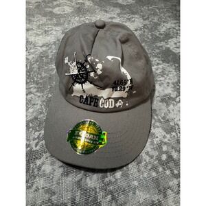 Cape Cod Map Compass Baseball Cap Gray Adjustable Strap Elidan Premium Headwear